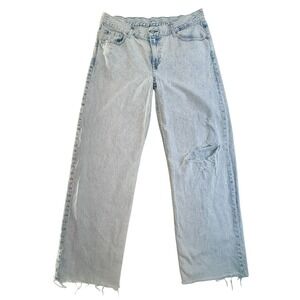 Gap Low Stride Wide Leg Jeans 31 12L Light Bleached Destroy Distressed 852786-00